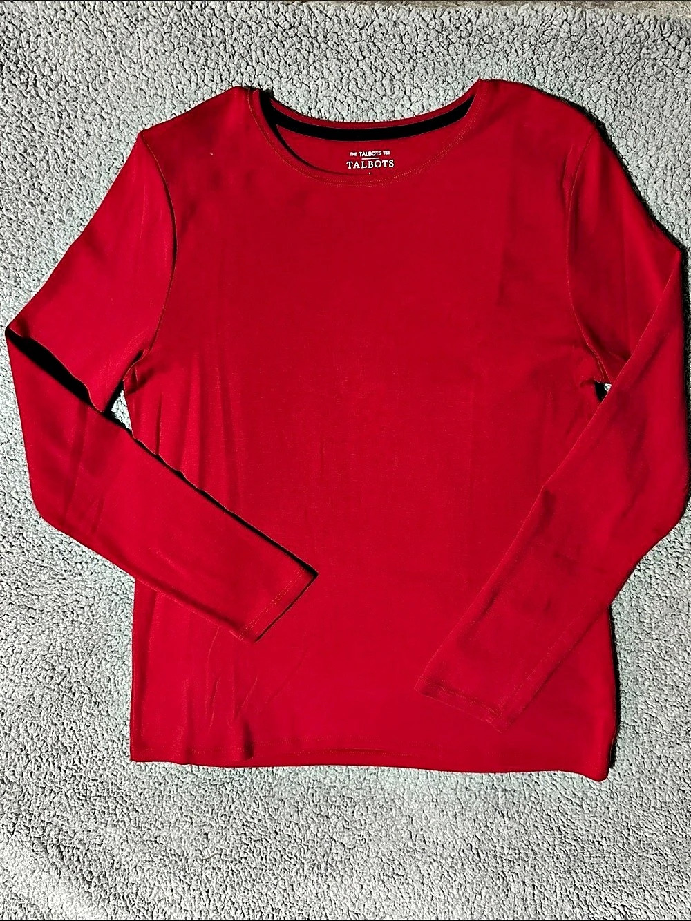 Talbots Women’s Red Pima Cotton Long Sleeve Crew Neck Tee Size Large